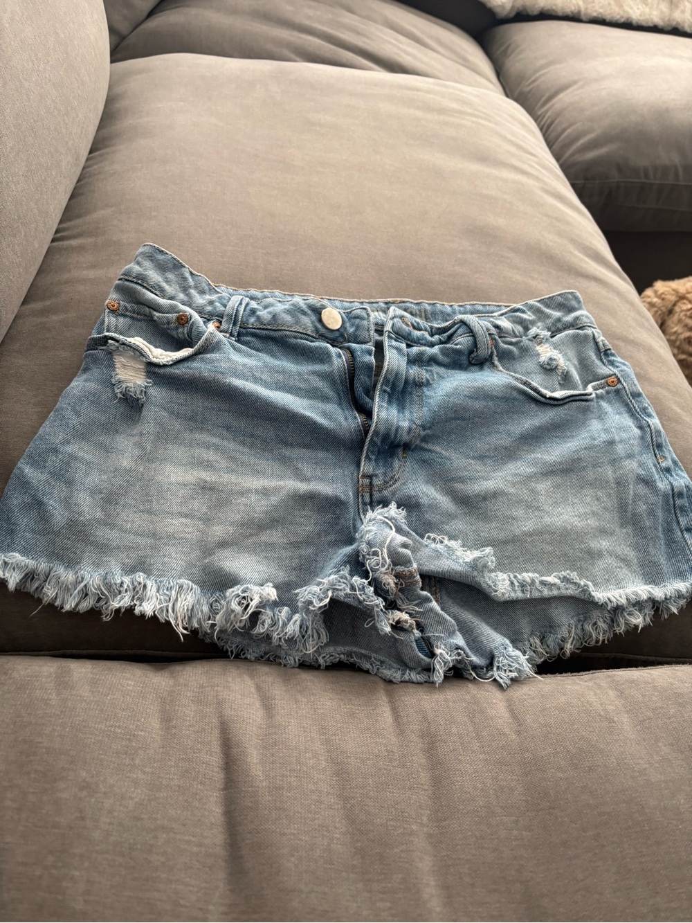 Rewash Light Blue Denim Frayed Hem Shorts
